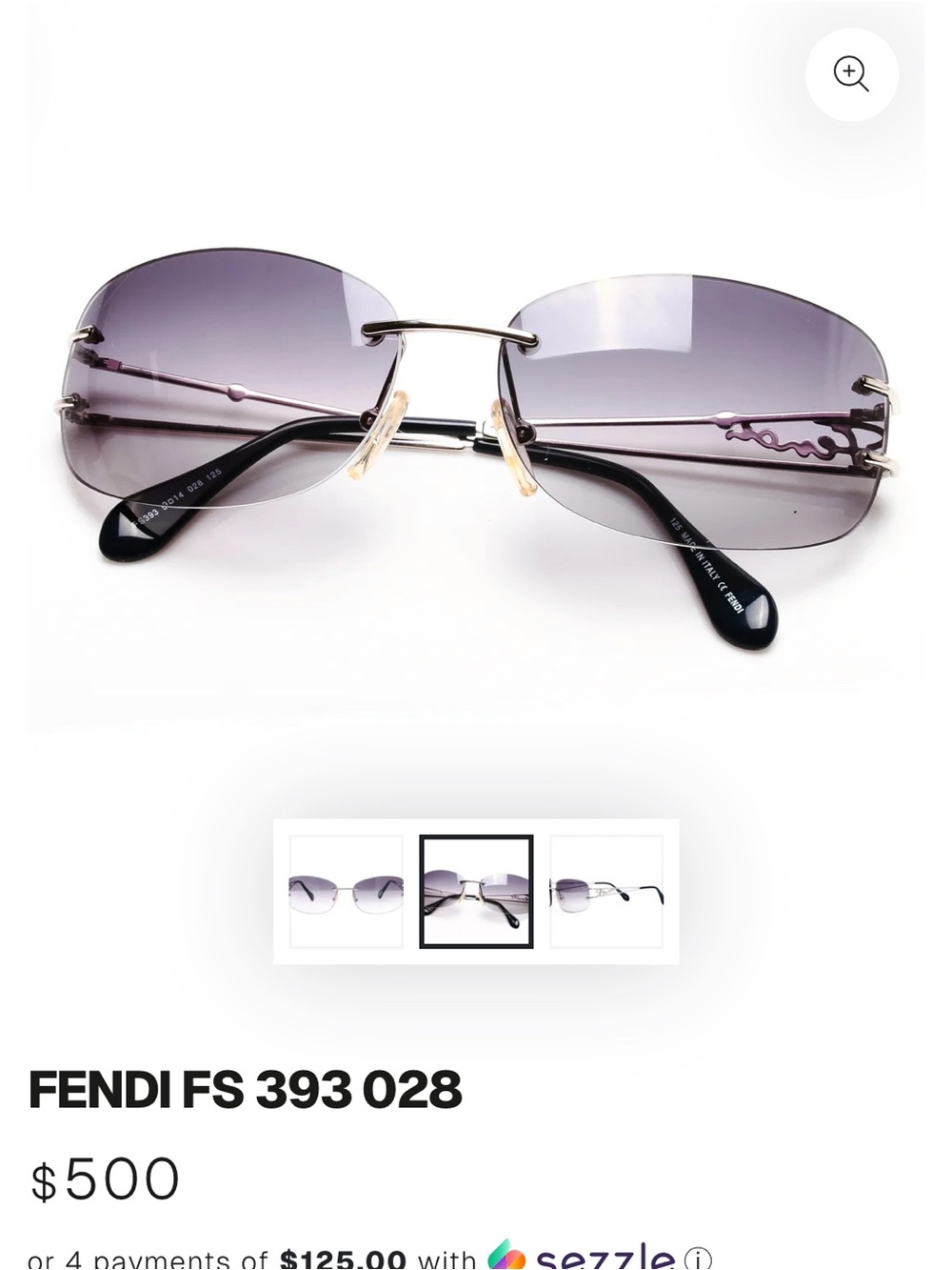 Fendi Rimless Sunglasses with Purple Gradient Lenses